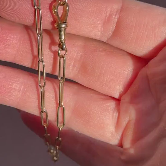 Antique 9ct Yellow Gold Paperlink Chain with Dog Clip | 17" Length