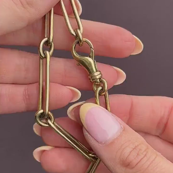 Vintage '1996' Gold on Silver Trombone Link Bracelet | 8.5"