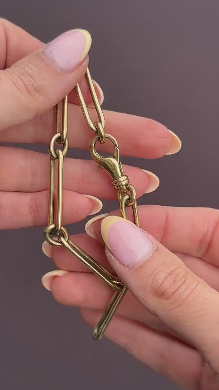 Vintage '1996' Gold on Silver Trombone Link Bracelet | 8.5"