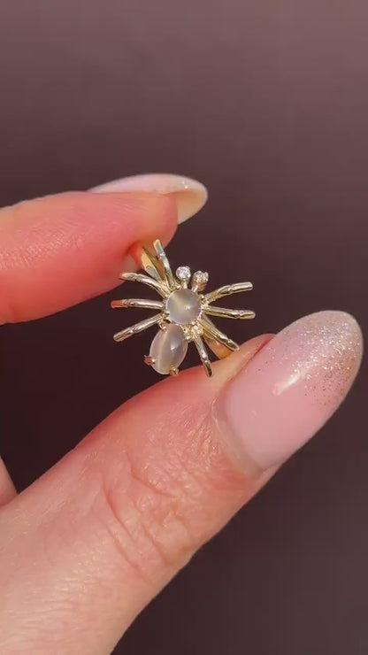 Moonstone and Diamond Spider 9ct Yellow Gold Dress Ring