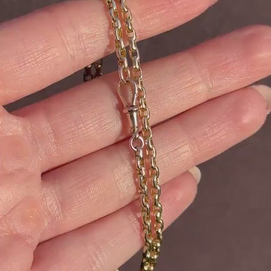 Antique Victorian 9ct Gold Faceted Link Chain Necklace with Dog Clip | 19.5"