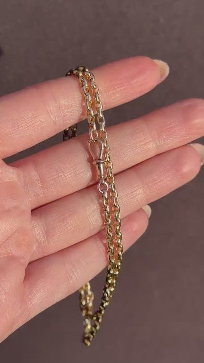 Antique Victorian 9ct Gold Faceted Link Chain Necklace with Dog Clip | 19.5"
