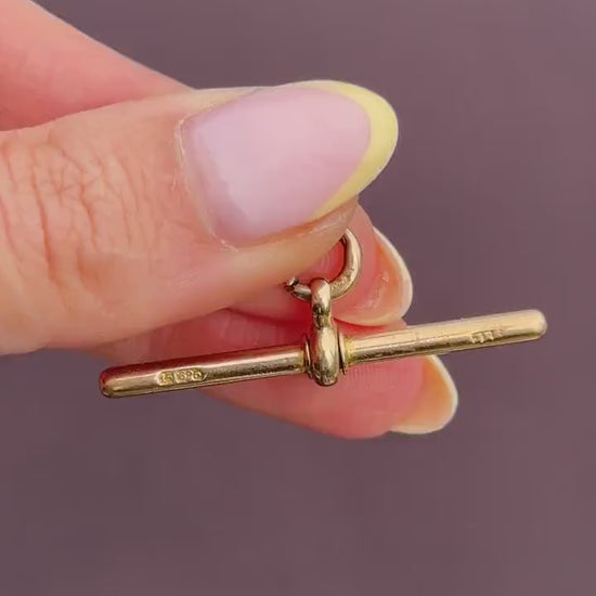 Antique 15ct Gold T-Bar Pendant Charm
