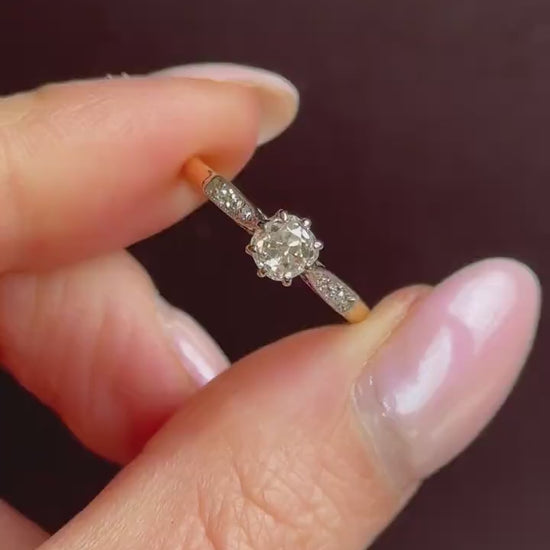 Antique 0.63ct Old Cut Diamond Solitaire 18ct Gold Engagement Ring