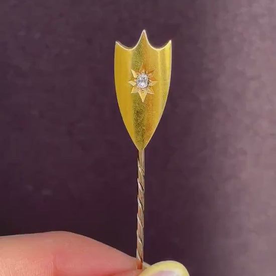 Antique Victorian Old-Cut Diamond 18ct Gold Stick Pin