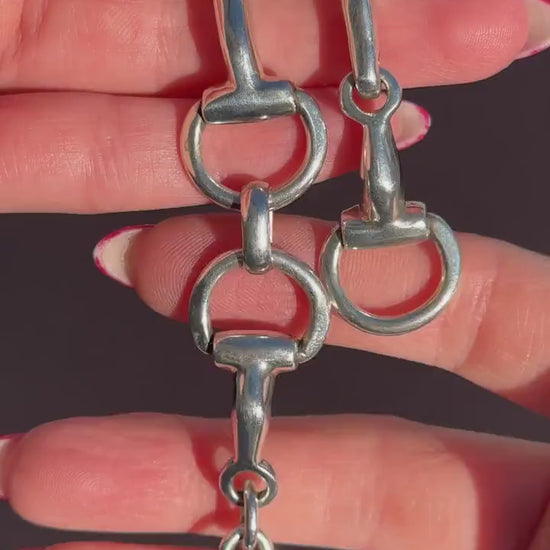 Vintage Heavy Sterling Silver Horsebit Snaffle Bracelet | 7.5"
