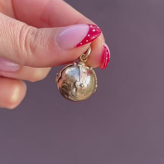 Antique 9ct Gold and Silver Large Masonic Ball Charm Pendant