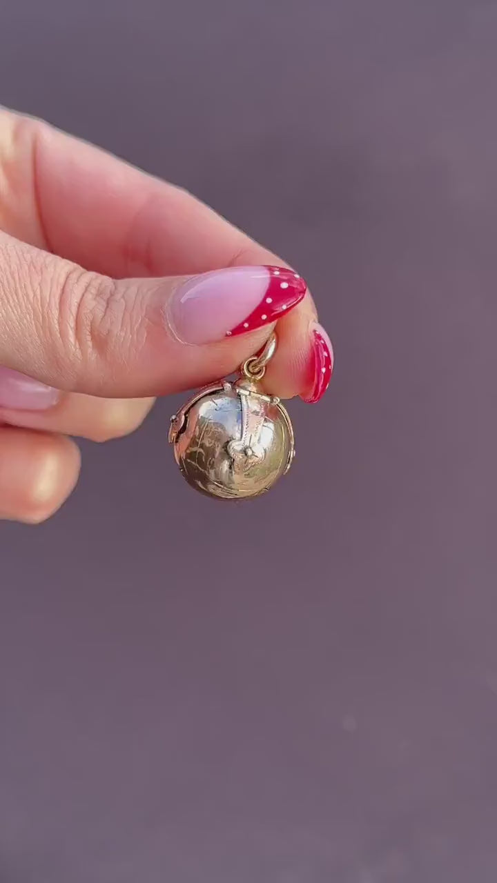 Antique 9ct Gold and Silver Large Masonic Ball Charm Pendant