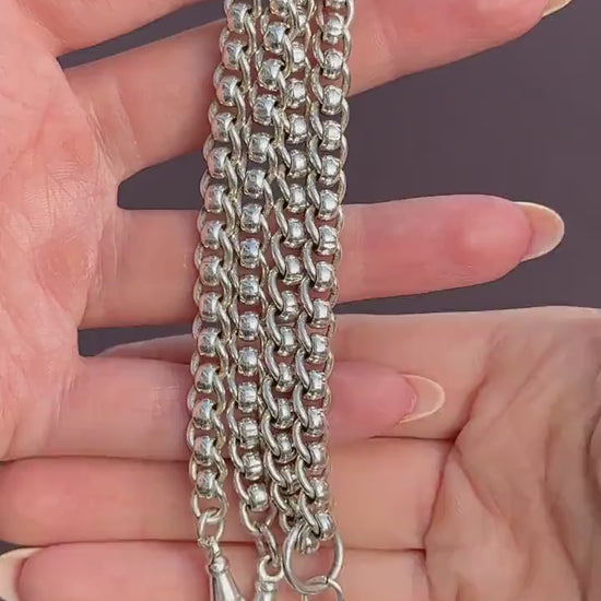 Vintage Sterling Silver Rollerball Albert Watch Chain Necklace | 19"
