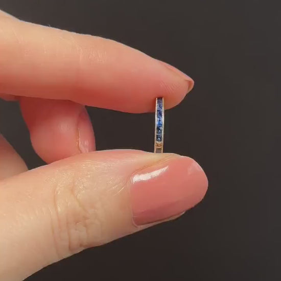 Blue Sapphire 18ct Yellow Gold Engraved Connector Bail Charm