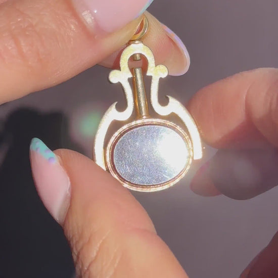 Antique 18ct Gold Bloodstone Agate Spinning Fob Watch Key Pendant | Dated 1879