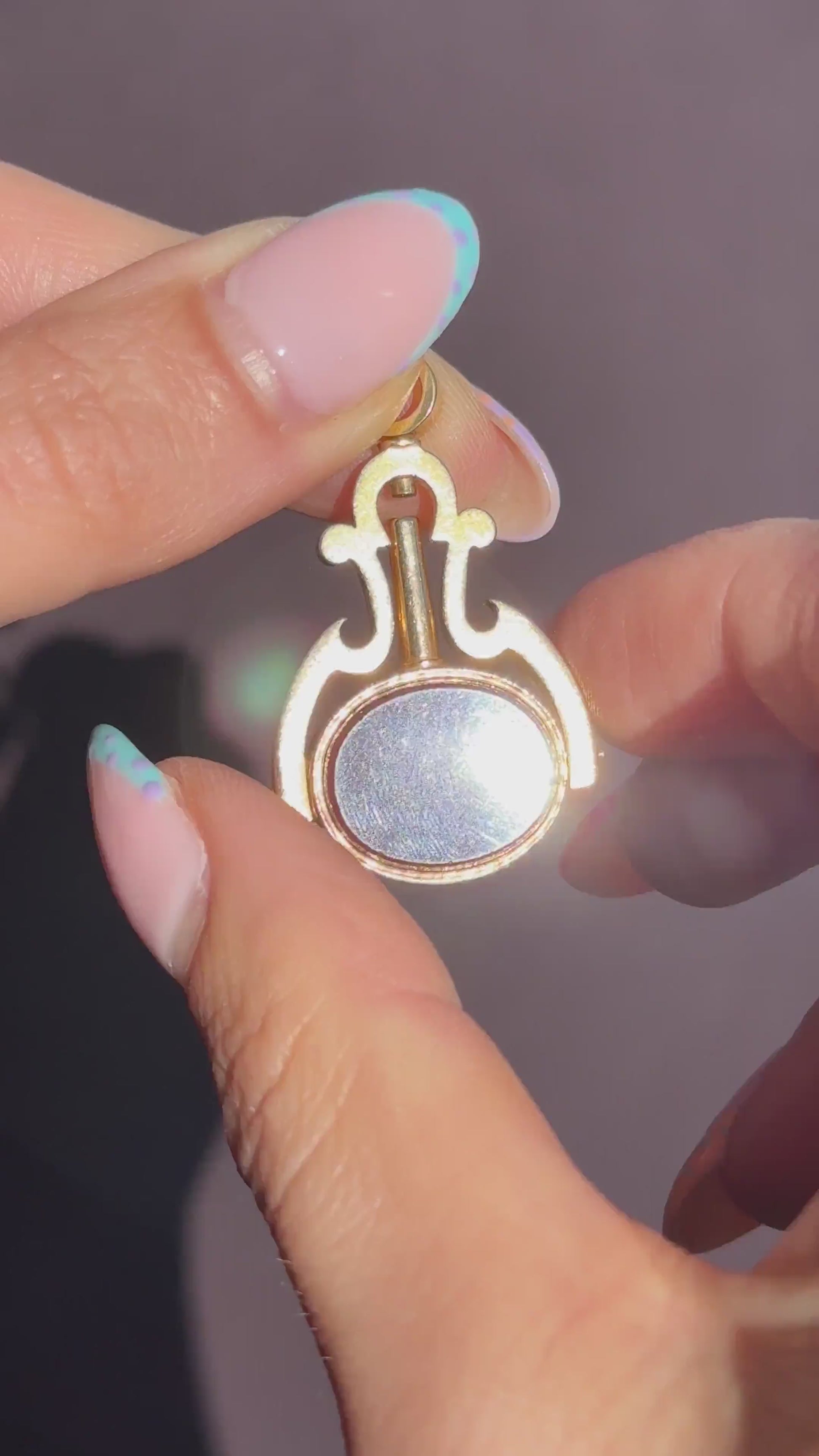 Antique 18ct Gold Bloodstone Agate Spinning Fob Watch Key Pendant | Dated 1879