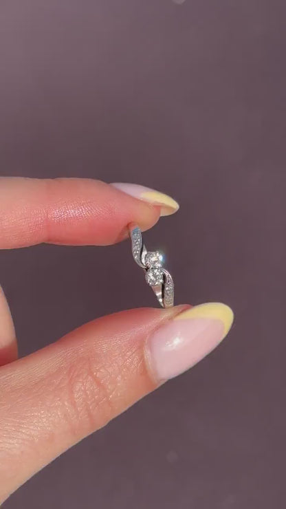 Antique Diamond 'Toi Et Moi' Two Stone Twist 18ct White Gold Ring