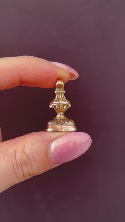 Antique Carnelian Greek Figure Intaglio Gold Fob Pendant