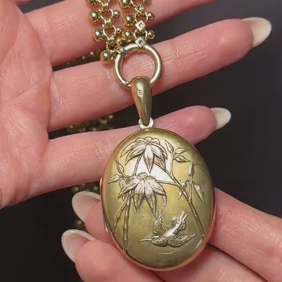 Antique Victorian Gold on Silver Locket and Collar Chain Necklace | Dated 1879