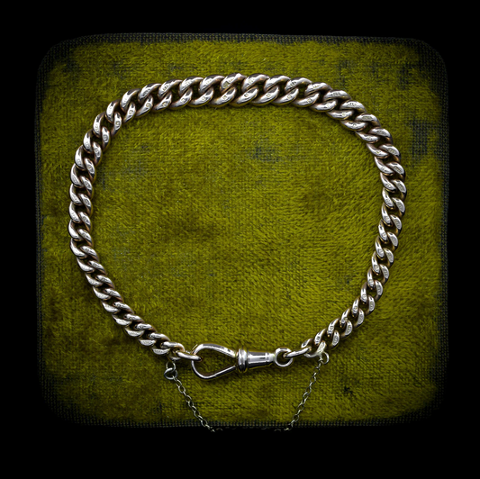 Antique Graduated Curb 9ct 9K Gold Bracelet with Dog Clip Fastener | 7" - Lancastrian Jewellers