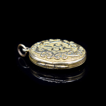 Antique 'IOGT'  Rolled Gold Double Sided Engraved Oval Photo Locket Pendant | International Organisation of Good Templars
