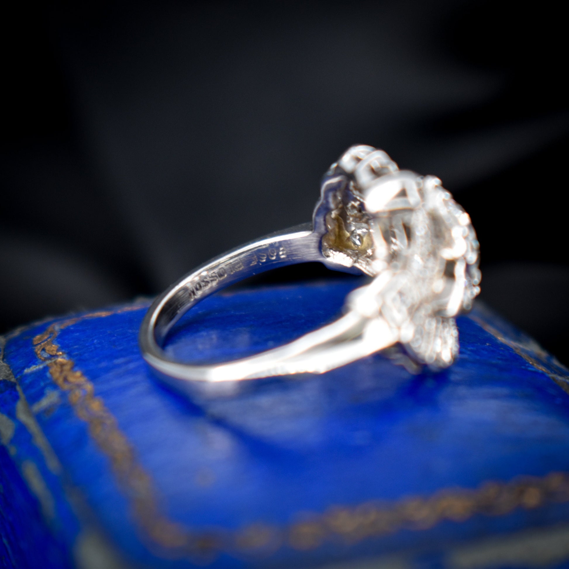 Vintage Art Deco Old Cut Diamond Fan 14ct 14K White Gold Ring