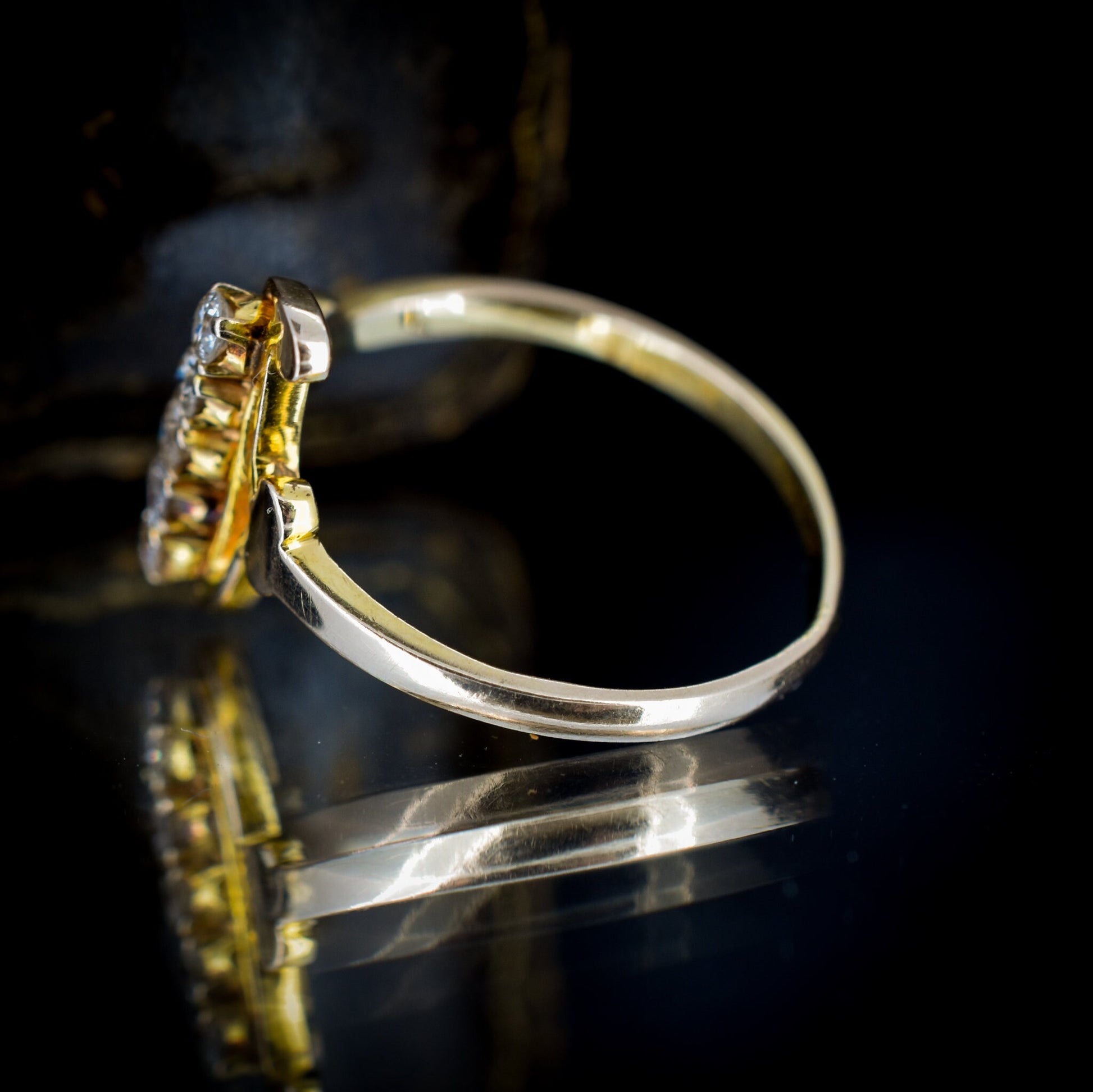 Vintage Art Nouveau Style Diamond Row Twist 14ct 14K Yellow Gold Ring