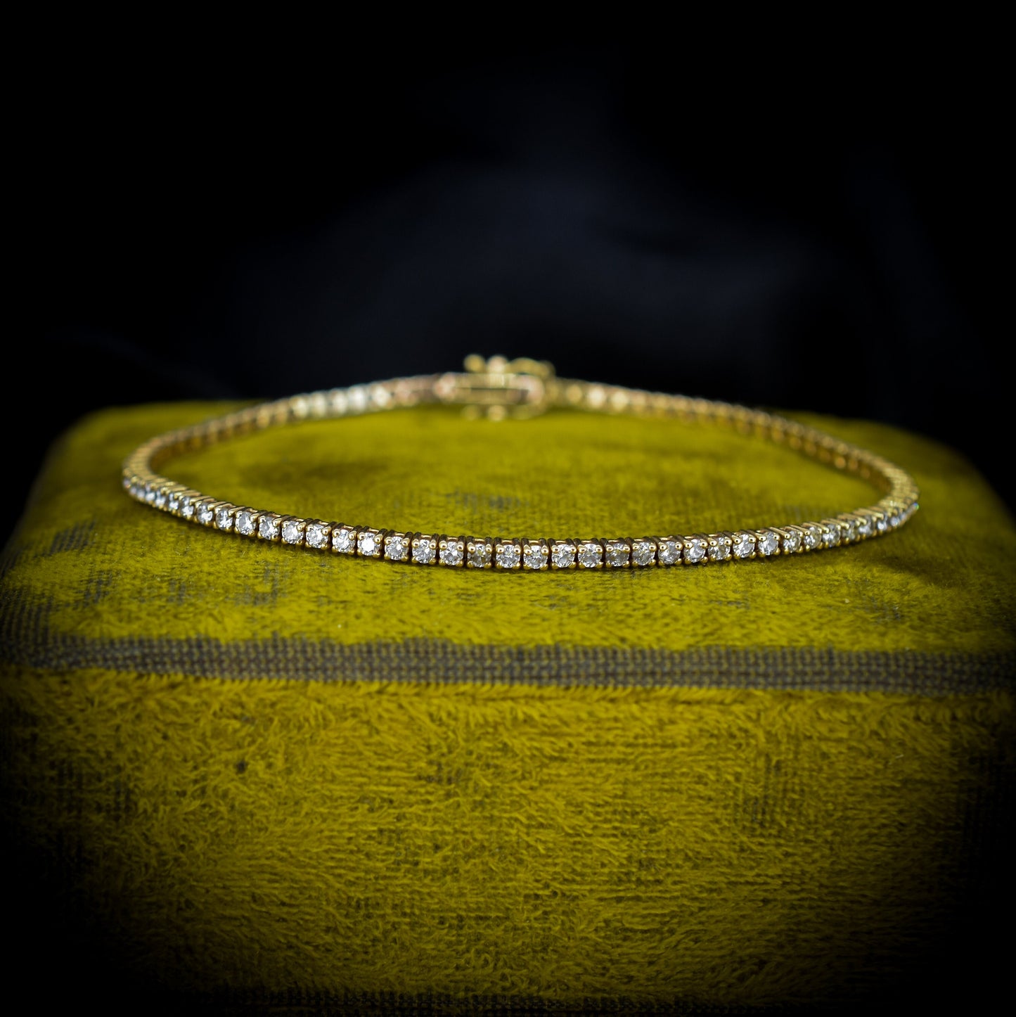 2.61ct Natural Diamond 18ct 18K Yellow Gold Tennis Line Bracelet – 7.2"