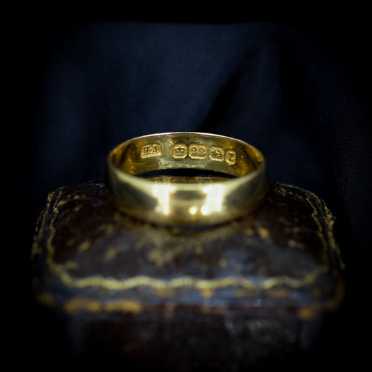 Antique Victorian '1899' 22ct 22K Yellow Gold Plain Stacking Wedding Band Ring