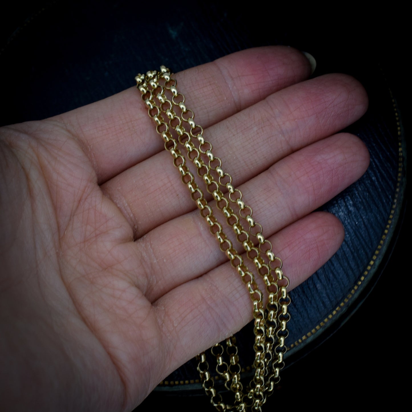 Vintage Belcher Link 9ct 9K Yellow Gold 24″ Long Chain Necklace