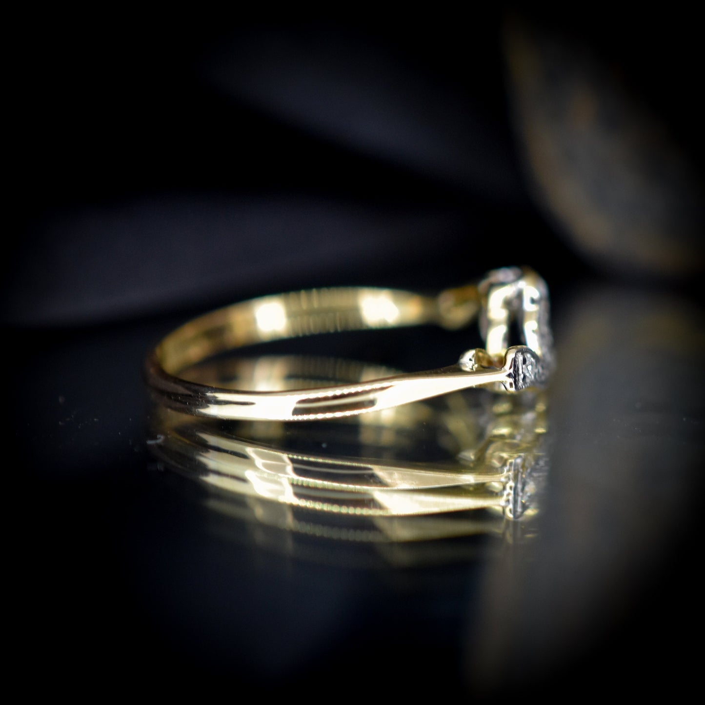 Antique Diamond Cluster 18ct 18K Yellow Gold Twist Ring | Art Deco Edwardian