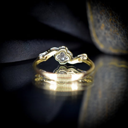 Antique Diamond Cluster 18ct 18K Yellow Gold Twist Ring | Art Deco Edwardian