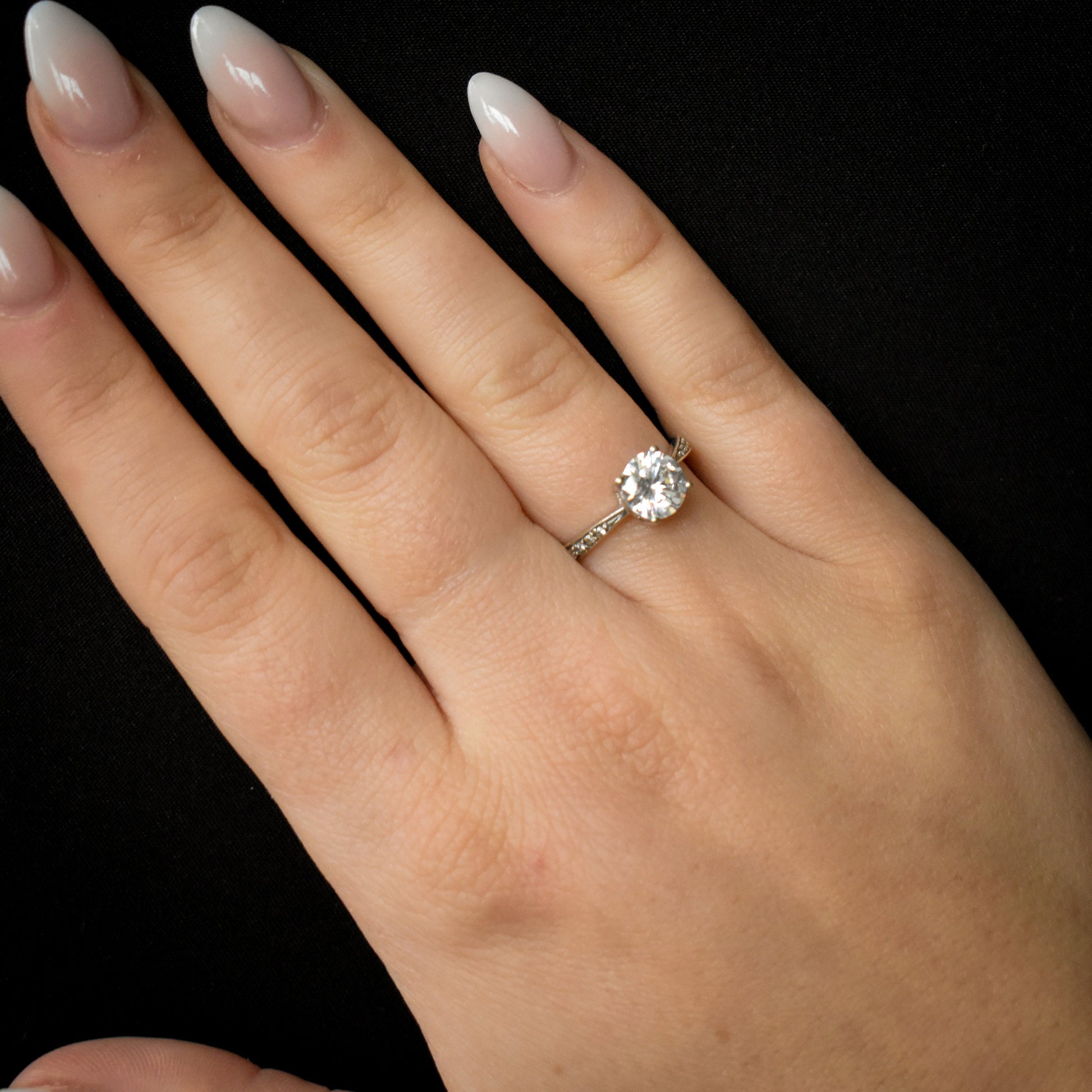 Pre-loved CZ Solitaire with Accents 9ct 9K White Gold Engagement Ring
