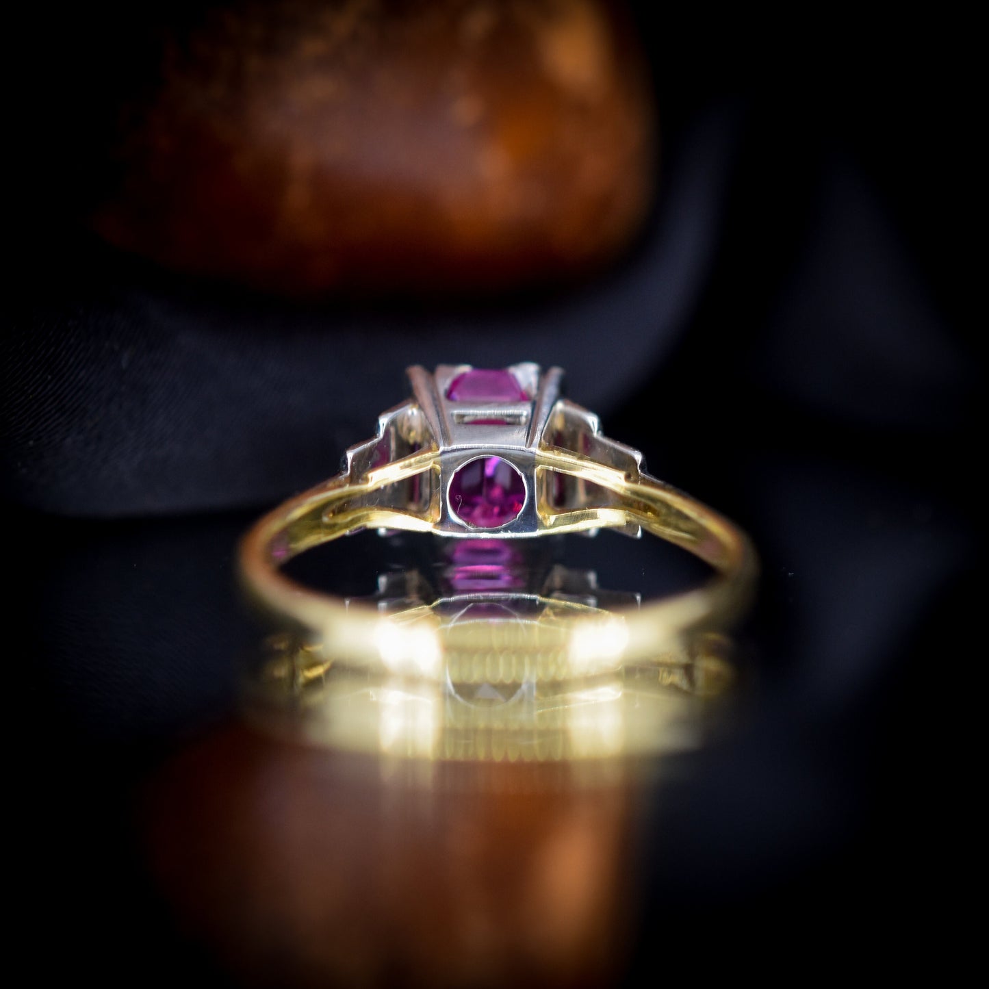Vintage Certified Natural Pink Sapphire Cushion Cut 18ct Gold and Platinum Ring