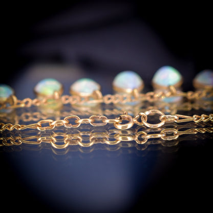 Australian Natural Opal Silver Gold Gilt Figaro Fringe Necklace