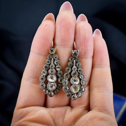 Antique Georgian Old Cut Paste Drop Earrings