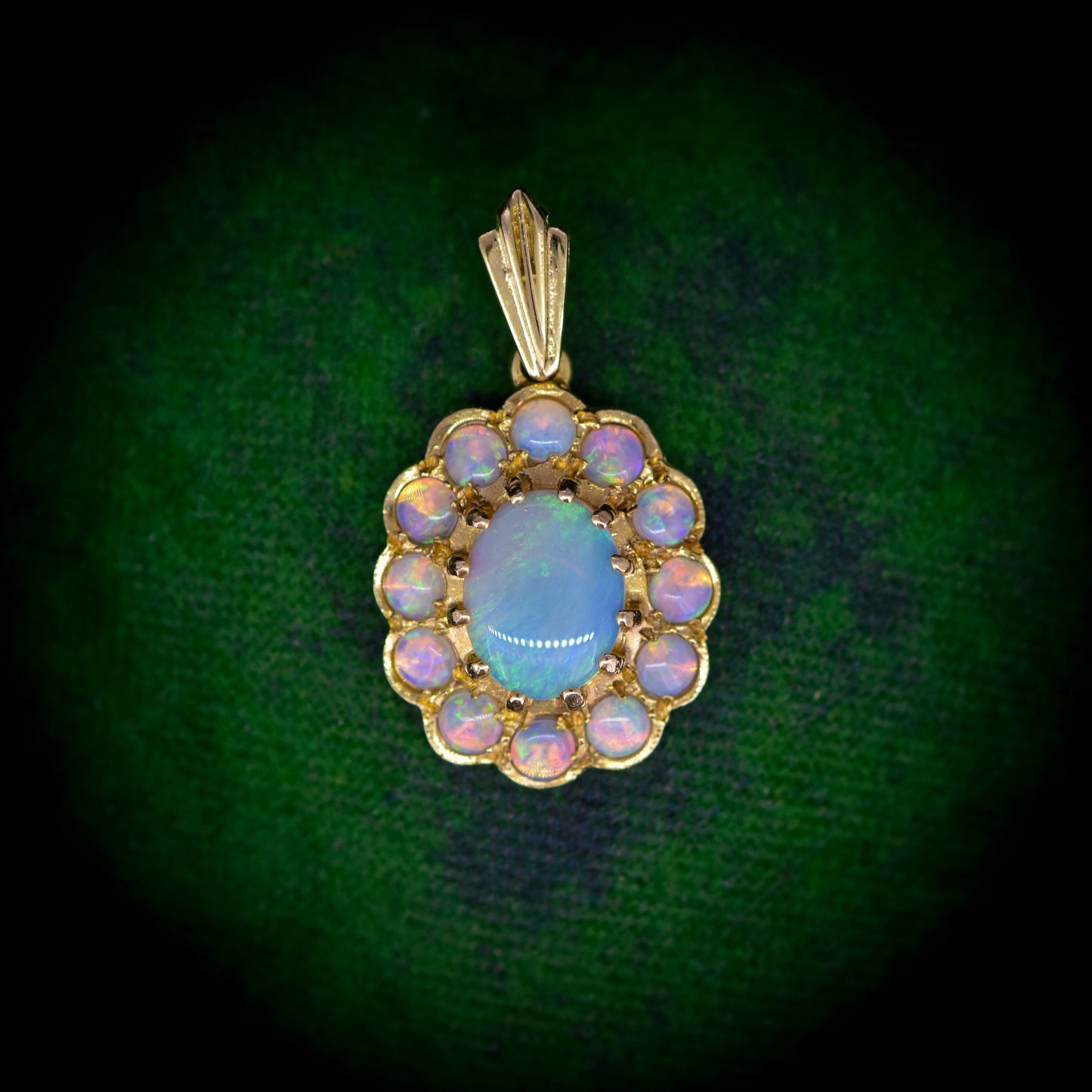 Vintage Natural Opal Gold Oval Pendant Charm