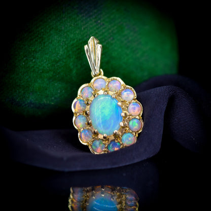 Vintage Natural Opal Gold Oval Pendant Charm