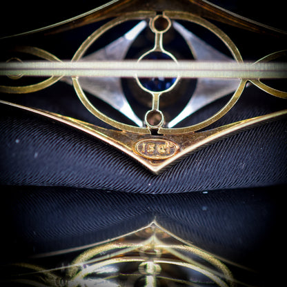 Art Nouveau Sapphire and Diamond 15ct Gold and Platinum Brooch | Antique