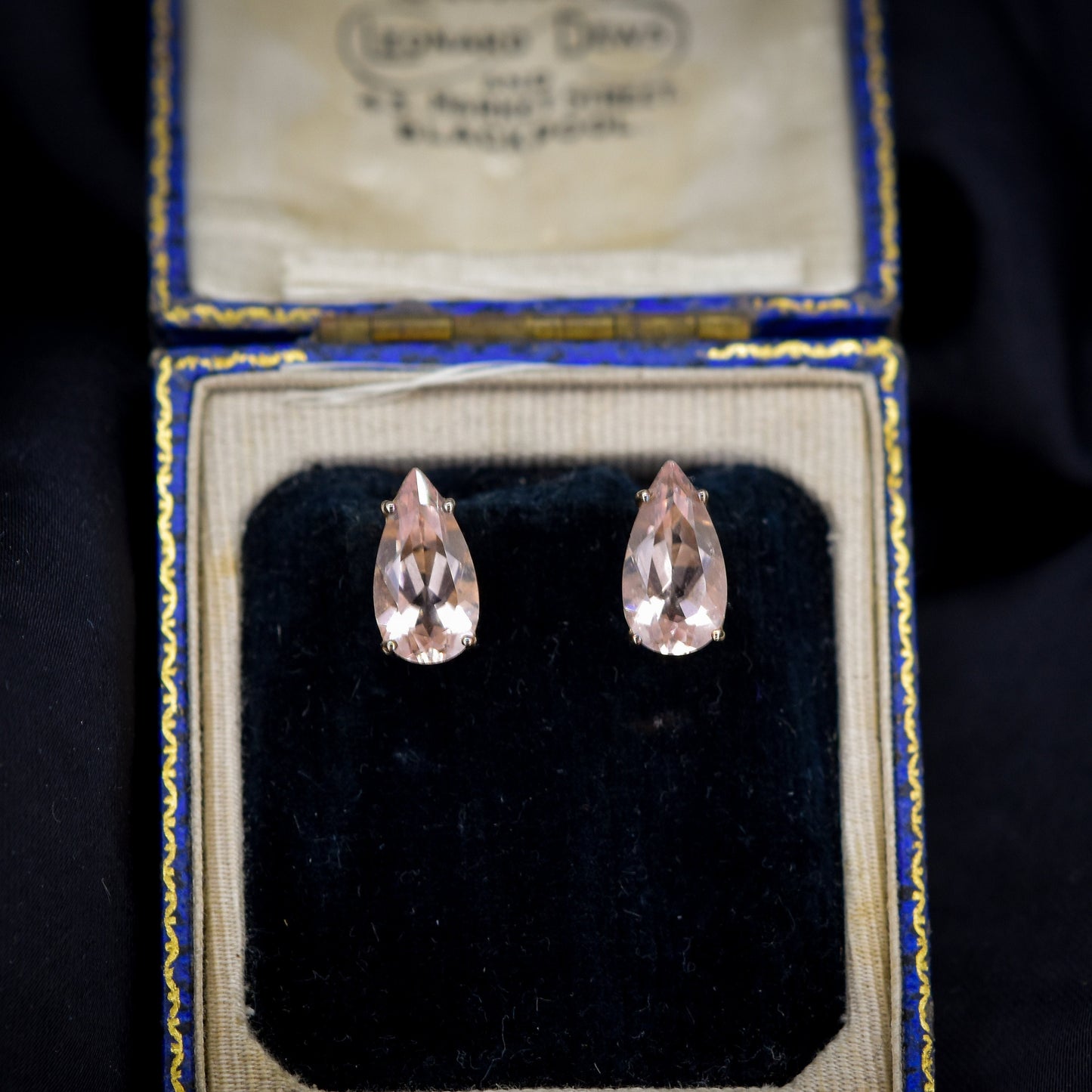 Pre-Loved Pink Morganite Pear Cut Gold Stud Earrings