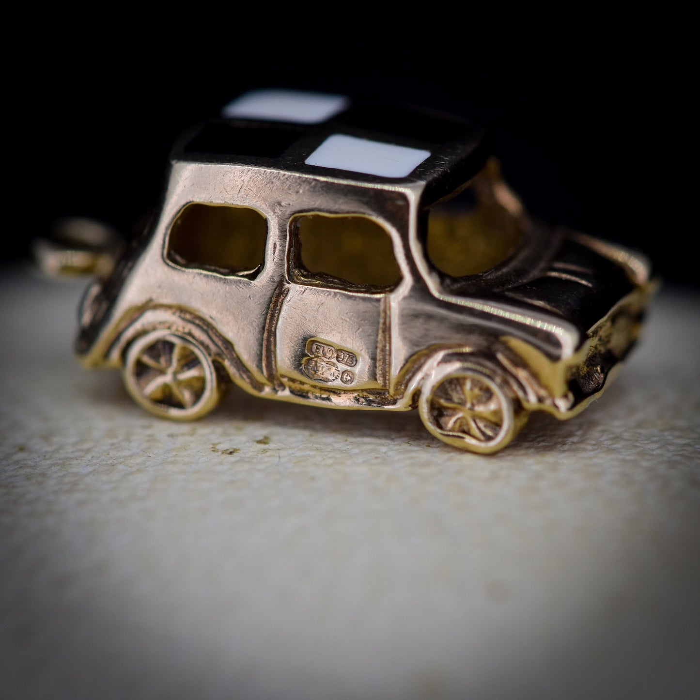 Vintage 9ct Gold Mini Cooper Car Enamel Charm Pendant