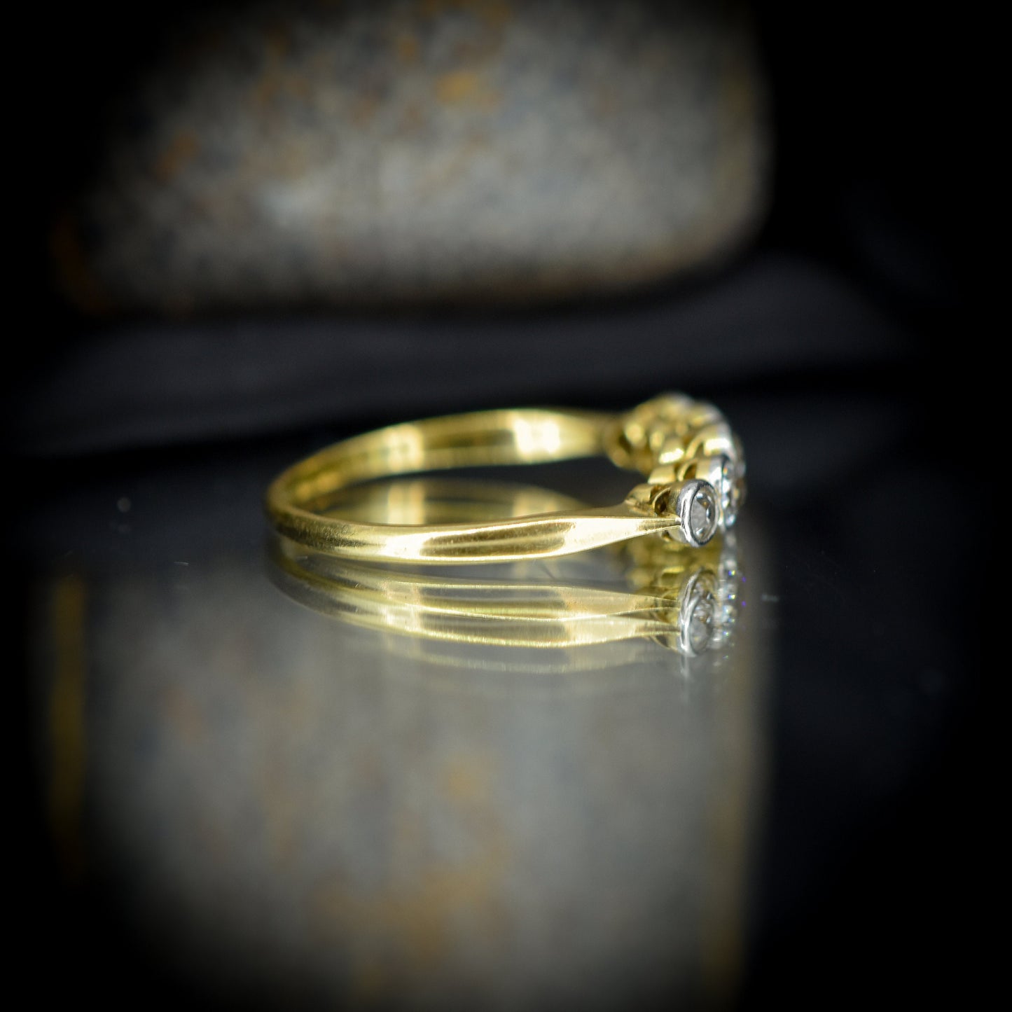 Antique Art Deco Diamond Five Stone Bezel Ring - 0.65ct