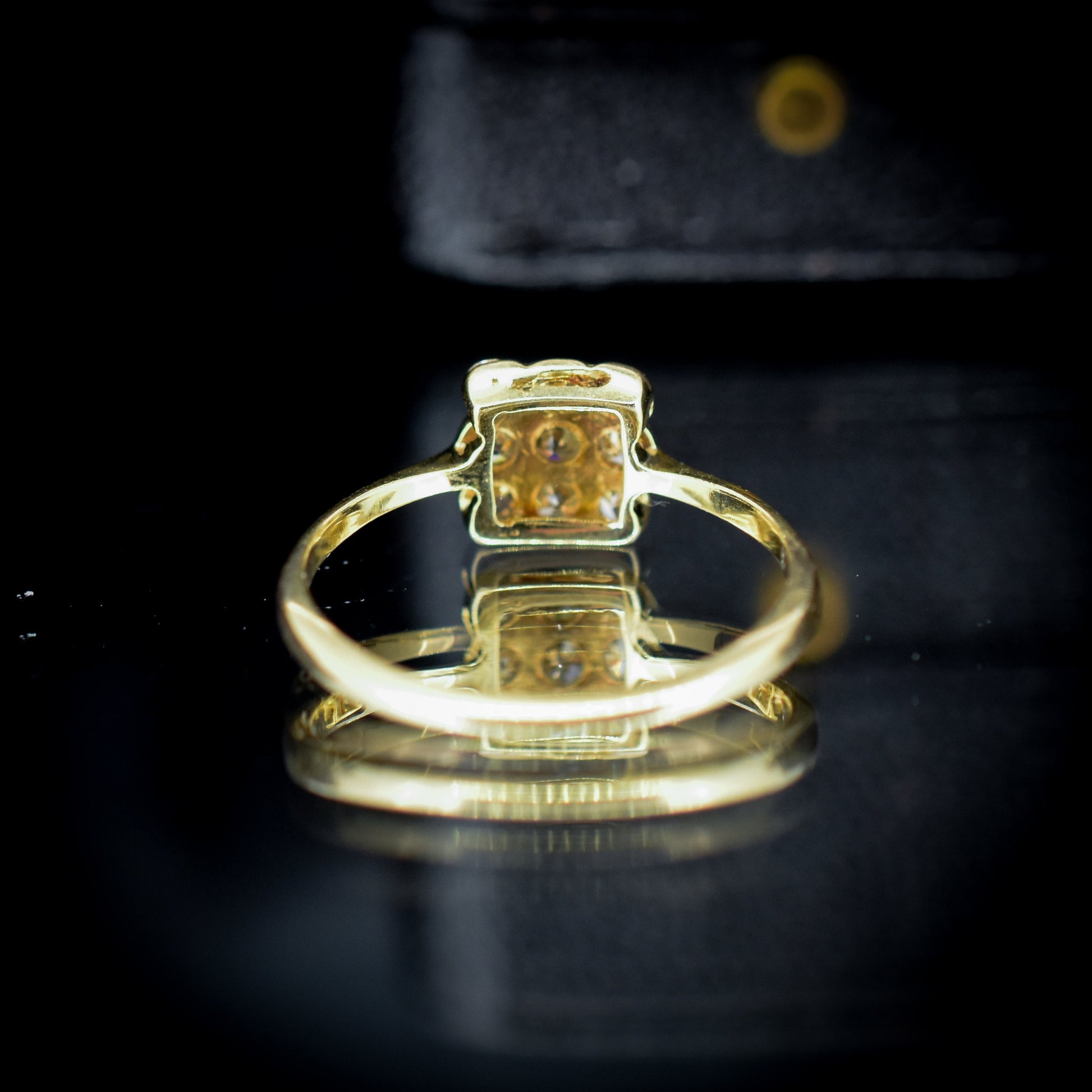 Antique Art Deco Diamond Square Cluster 18ct Gold and Platinum Ring