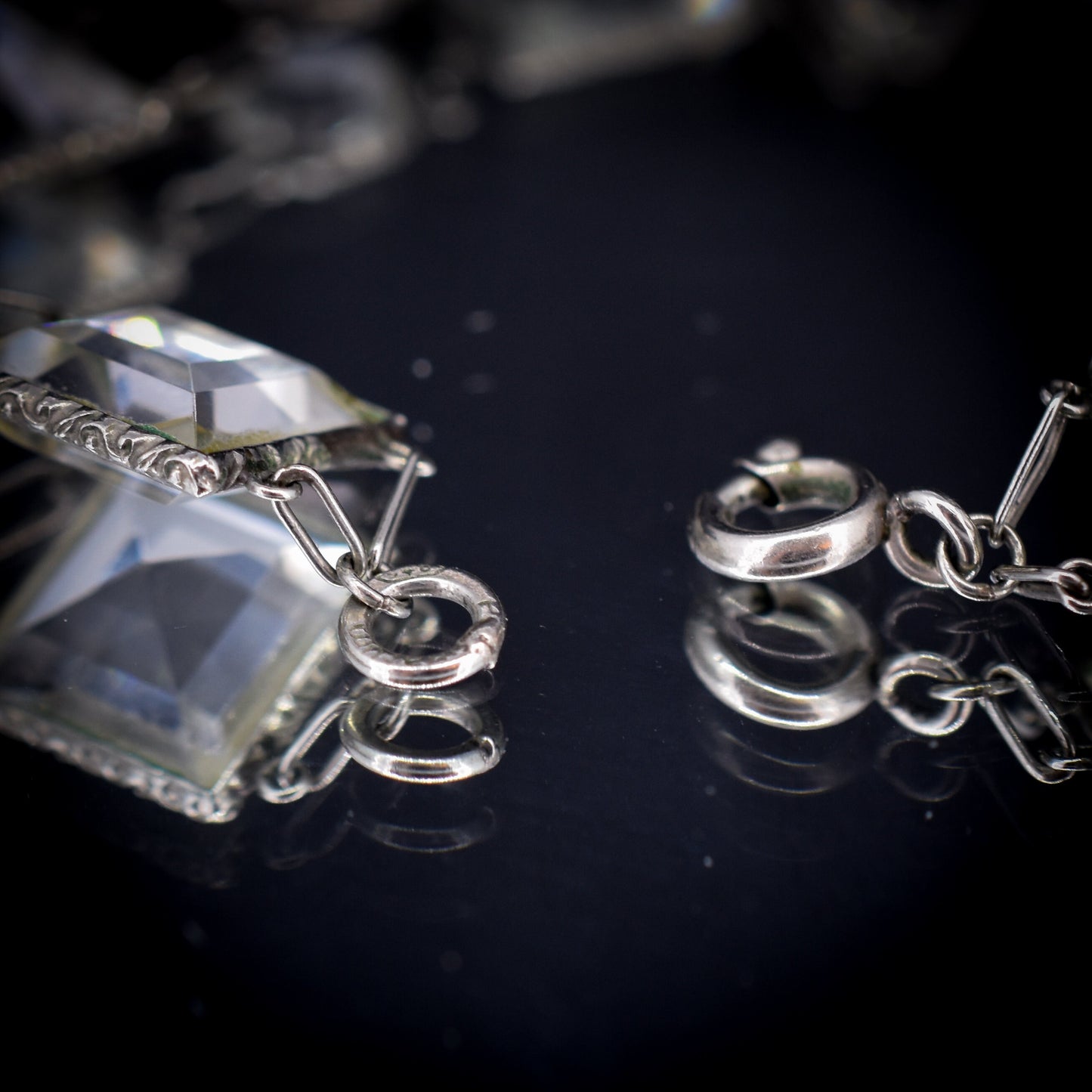 Art Deco Paste Platinon Riviere Necklace and Bracelet Jewellery Set