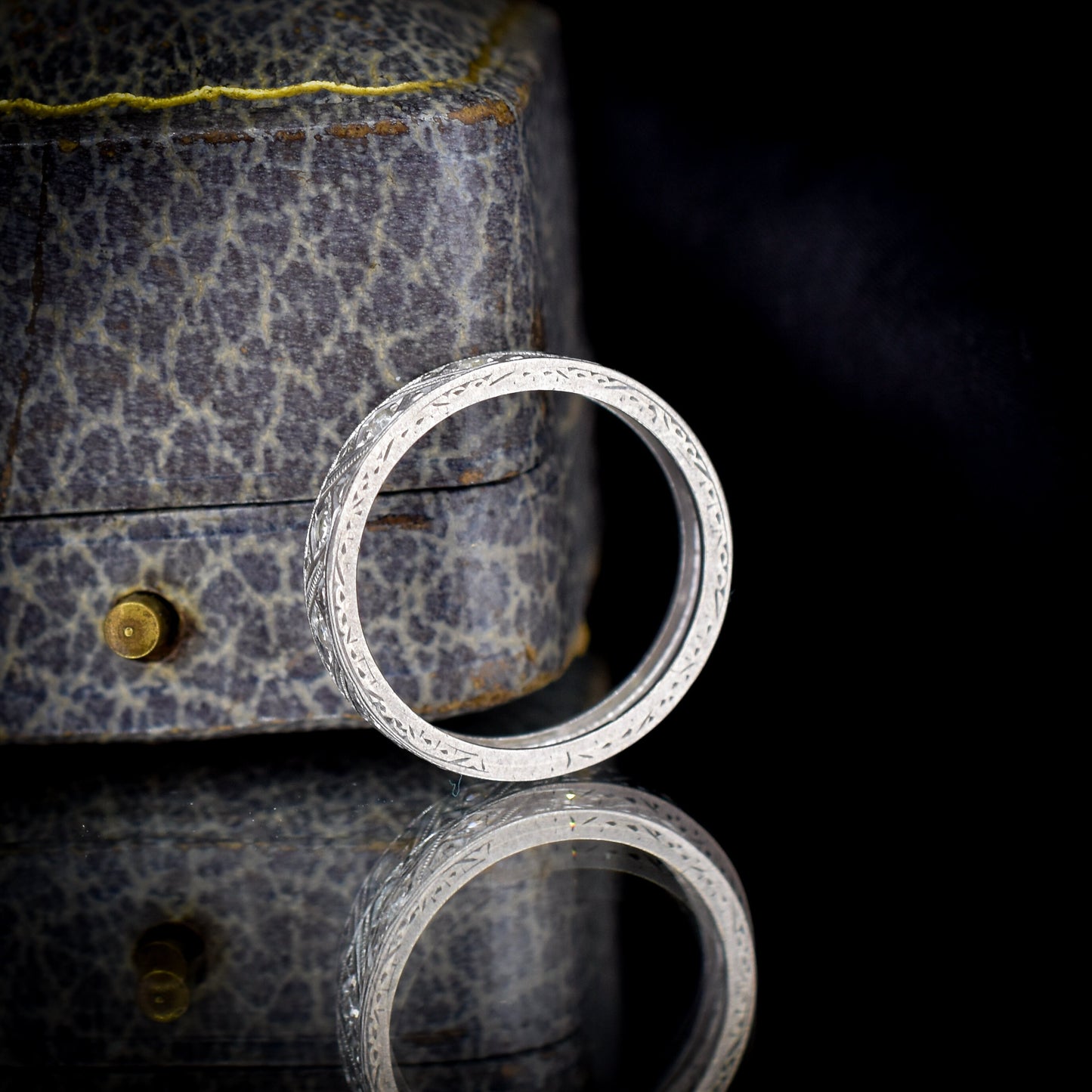Antique Art Deco Diamond 18ct White Gold Full Eternity Wedding Band Ring - Size 6.25 / M