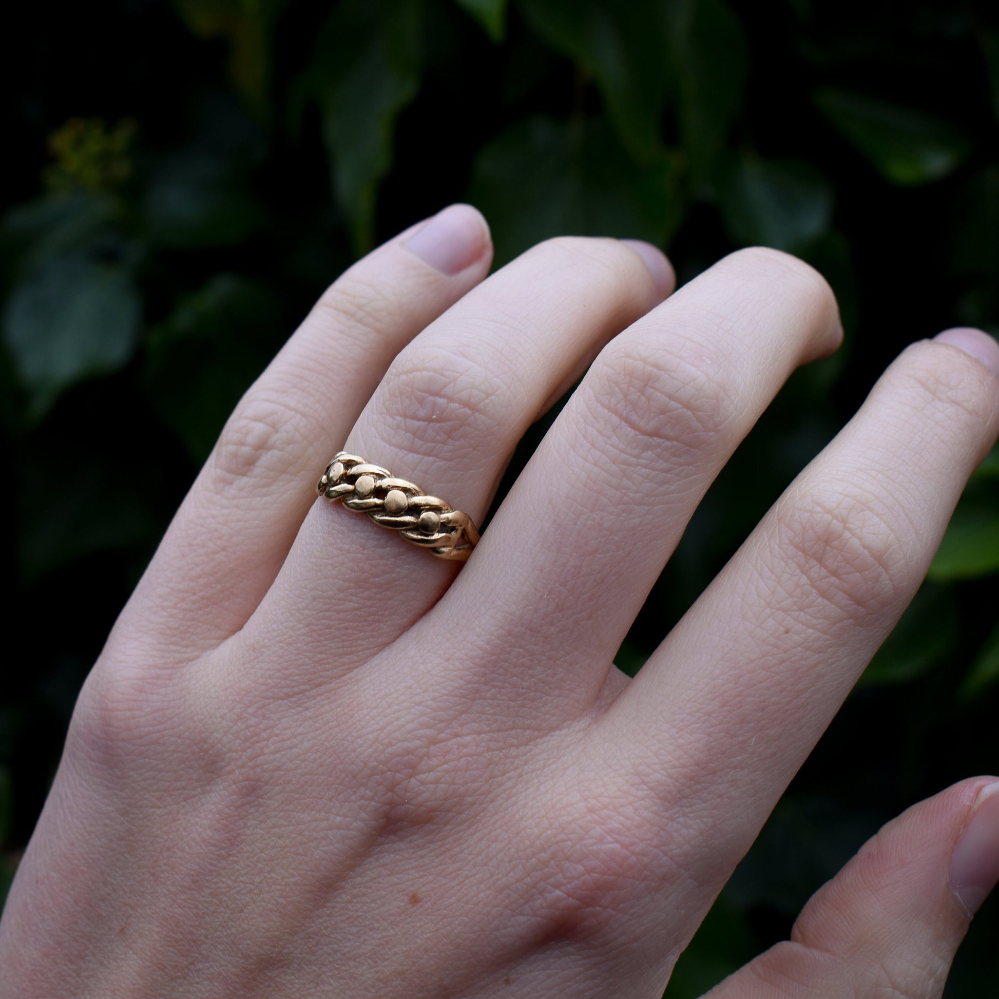 Vintage Knot Plait Braided Gold Keeper Ring Band