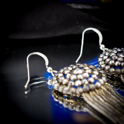 Antique Georgian Cut Steel Silver Drop Tassel Earrings