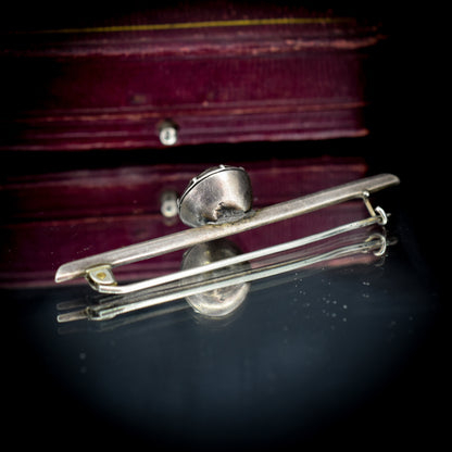 Antique Round Paste Silver Bar Brooch Pin