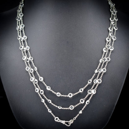 Antique Art Deco Paste Long Guard Muff Chain Platinon Necklace | 56"