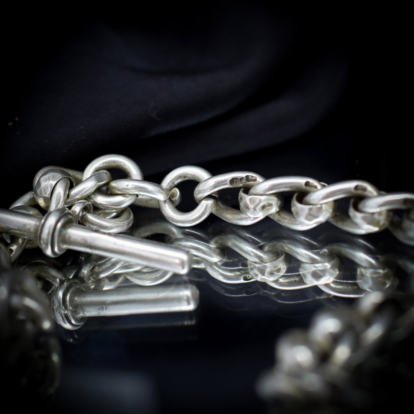 Antique Sterling Silver Rollerball Watch Chain Necklace | Birmingham 1890
