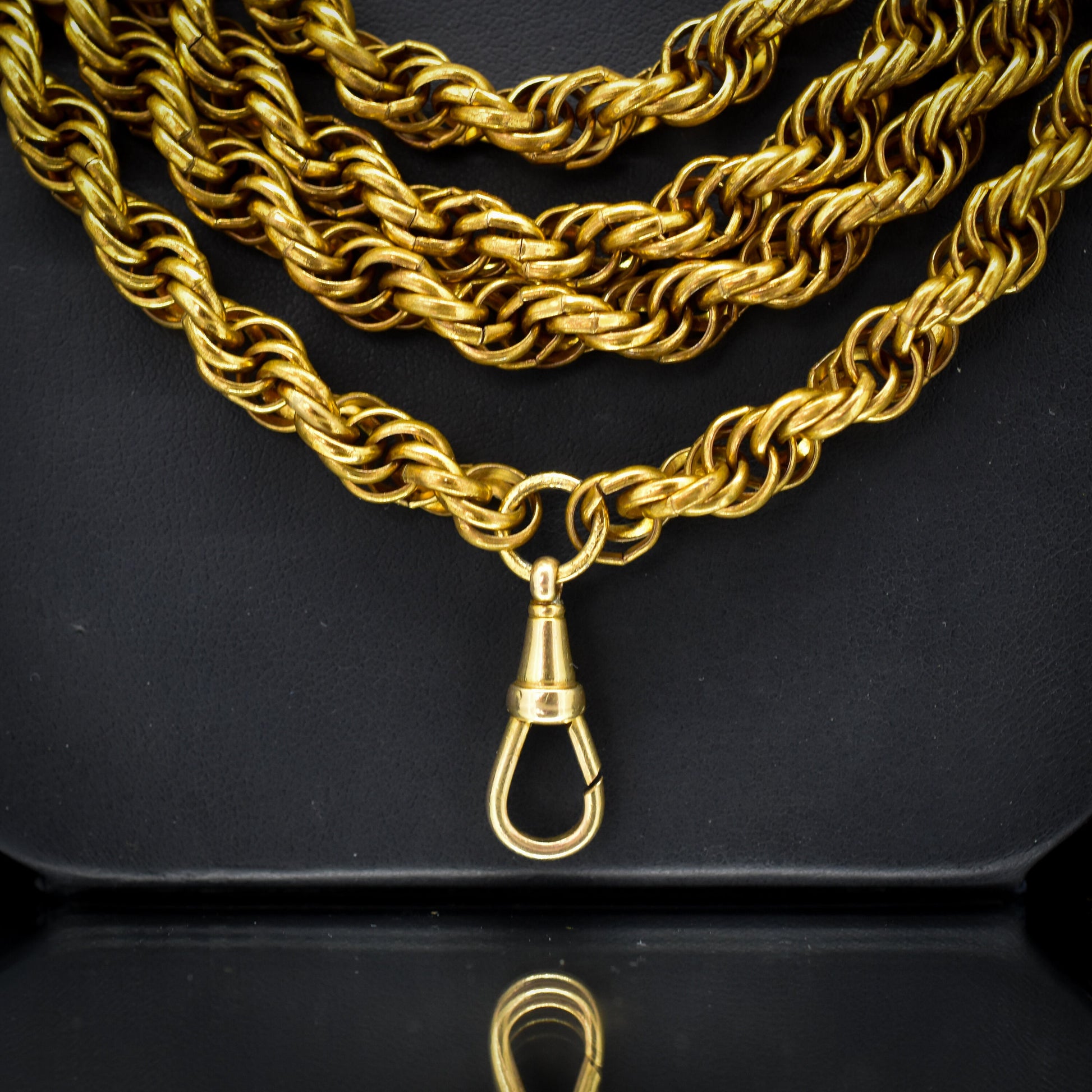 Antique Heavy Long Rope Twist Guard Muff Chain Necklace | 72" Length with Dog Clip