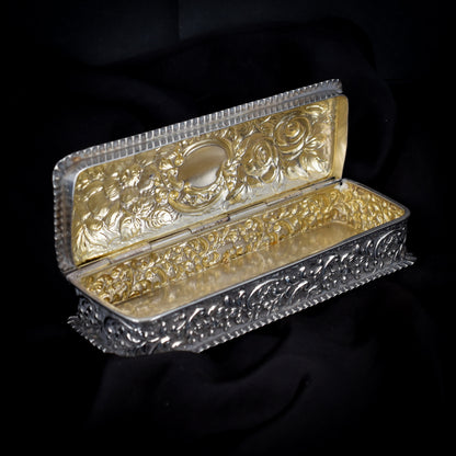Antique Edwardian '1902' Hallmarked Sterling Silver Fancy Trinket Jewellery Box