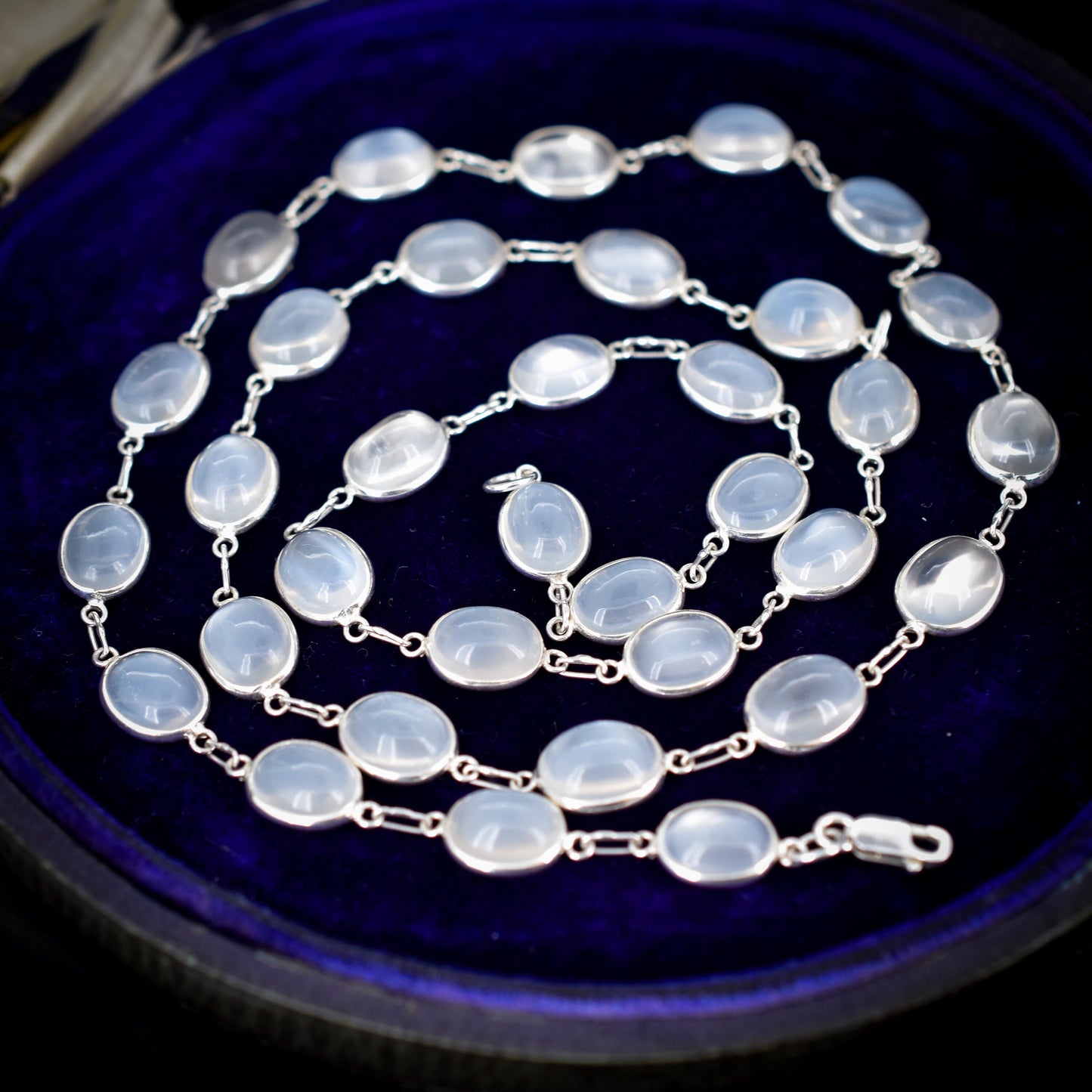Vintage Rivere Moonstone Sterling Silver Chain Necklace 23"