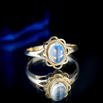 Moonstone Oval Bezel Twist Solitaire 9ct Yellow Gold Ring